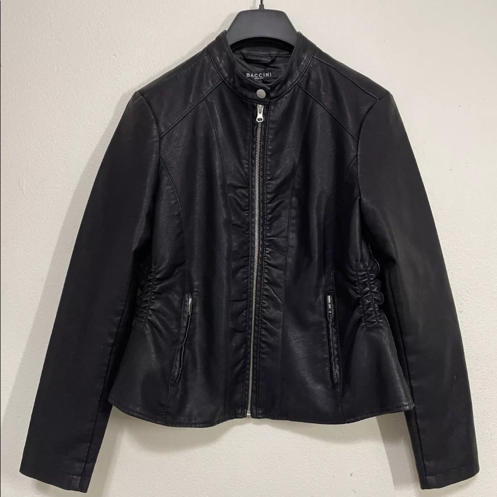 Baccini Women’s Faux Leather Full Zip Black Jacket Size (PL) Since 1978
